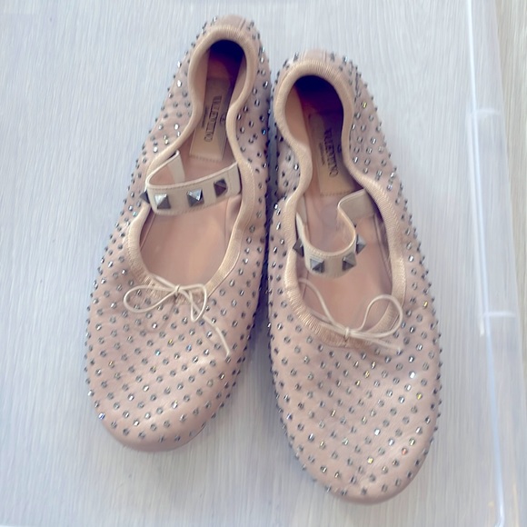 Valentino Garavani | Shoes | Valentino Rinestone Ballet Flats 375 ...